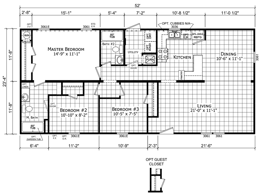 Bontrager 24 X 52 1213 Sqft Mobile Home, Double Wide Mobile Home Wiring Diagram